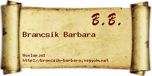 Brancsik Barbara névjegykártya